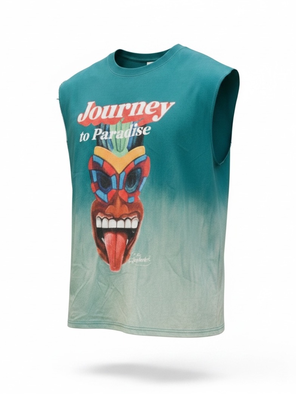 NWT Journey to Paradise Teal Graphic Muscle Tee